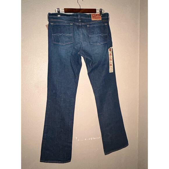 Lucky Brand Zoe Emo Artsy Y2K Bootleg Blue Low Rise Slim Fit Jeans Long - Picture 8 of 13